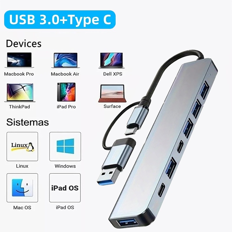 Laptop Accessories And Gadgets - USB-хаб 2-в-1 с 7 портами USB